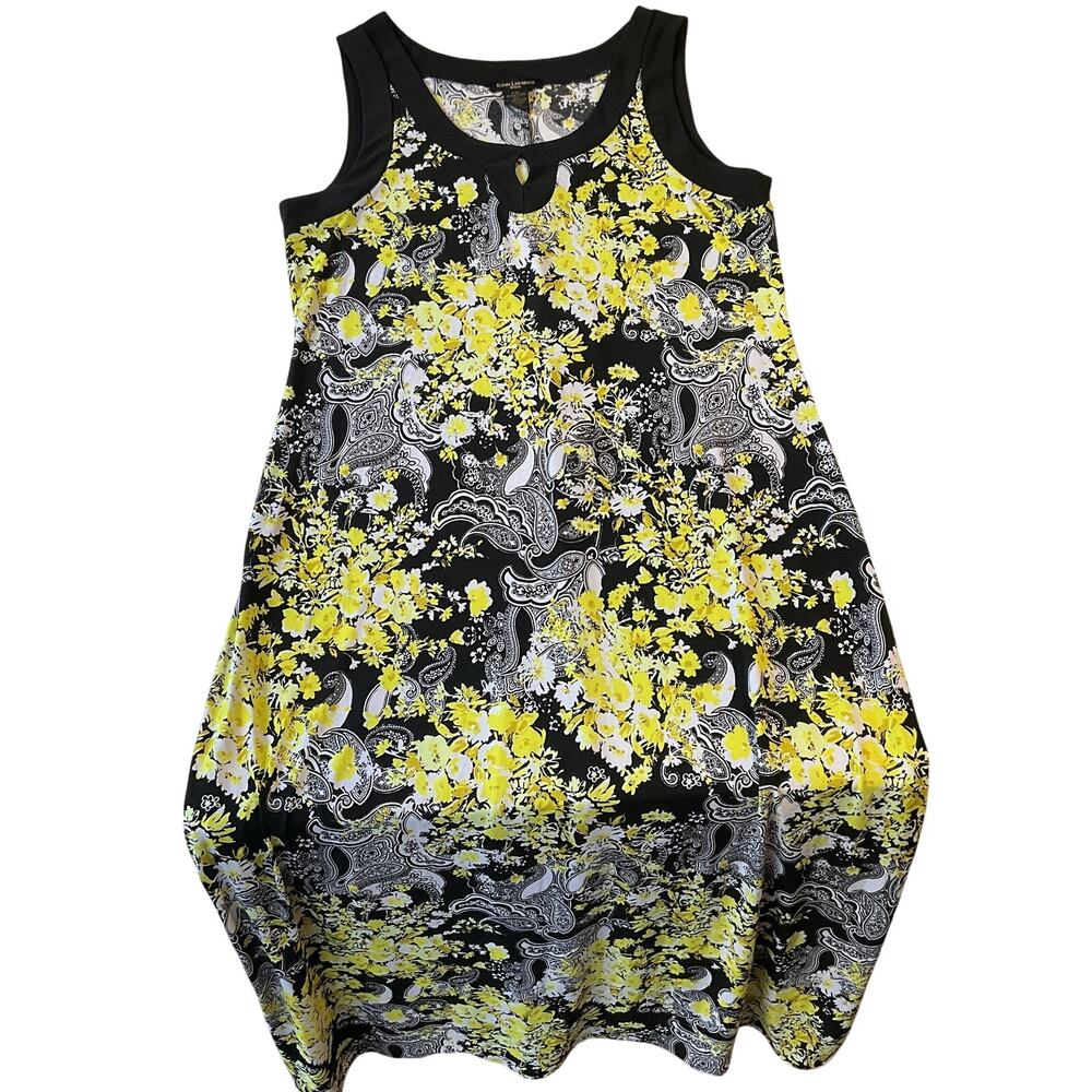 Susan Lawrence Women Maxi Dress Size PETITE XL Black Floral Paisley Fit & Flare